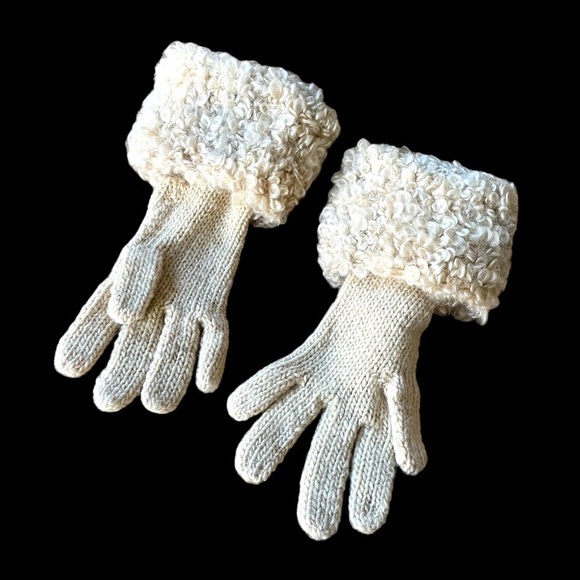 RARE! VINTAGE CURLY LAMB WOOL GLOVES - Picture 6 of 15
